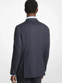 Blazer à coupe ajustée en flanelle de laine mélangée