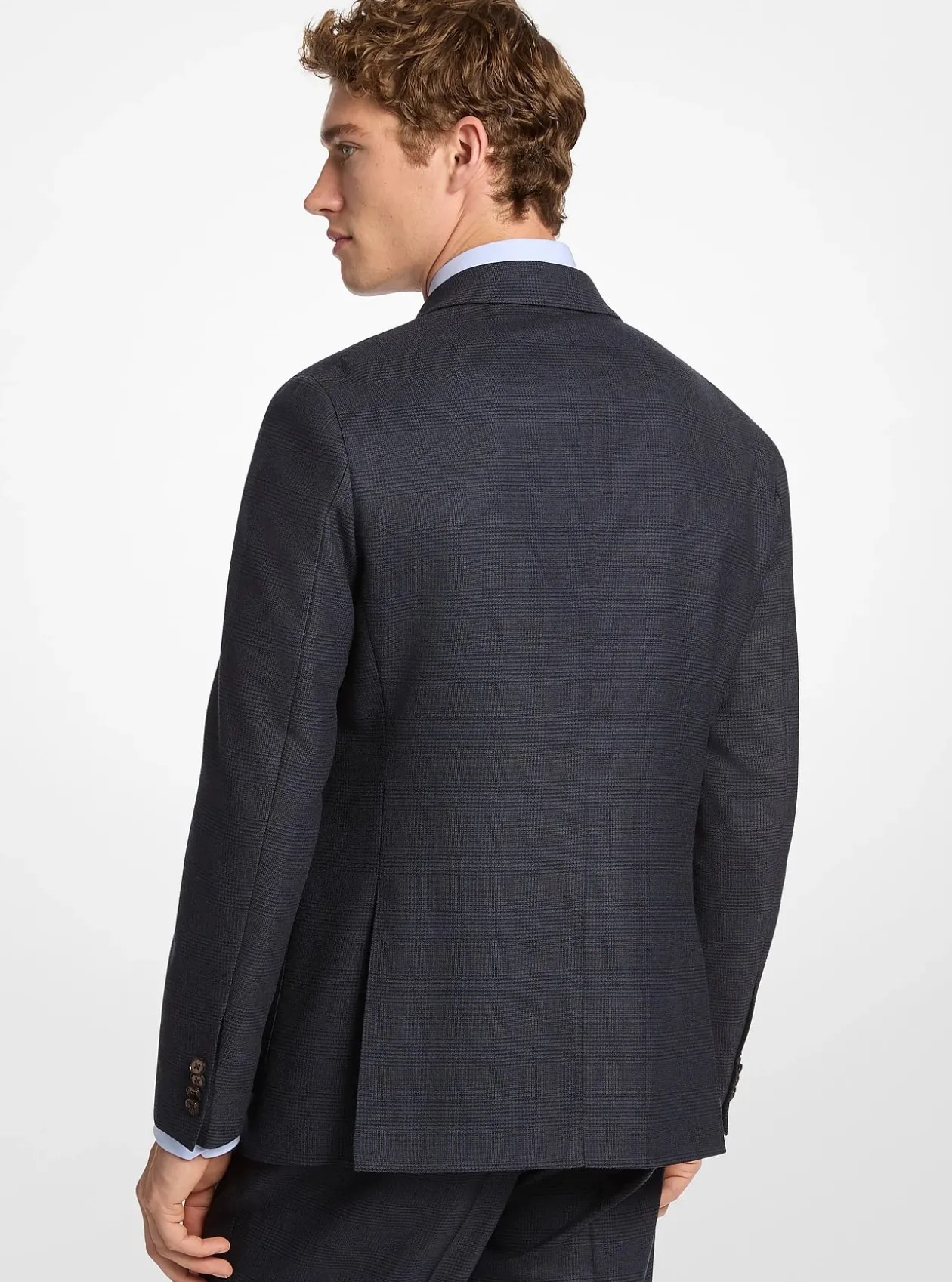 Blazer en mélange de laine à carreaux prince-de-galles