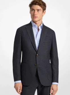 Blazer en mélange de laine à carreaux prince-de-galles