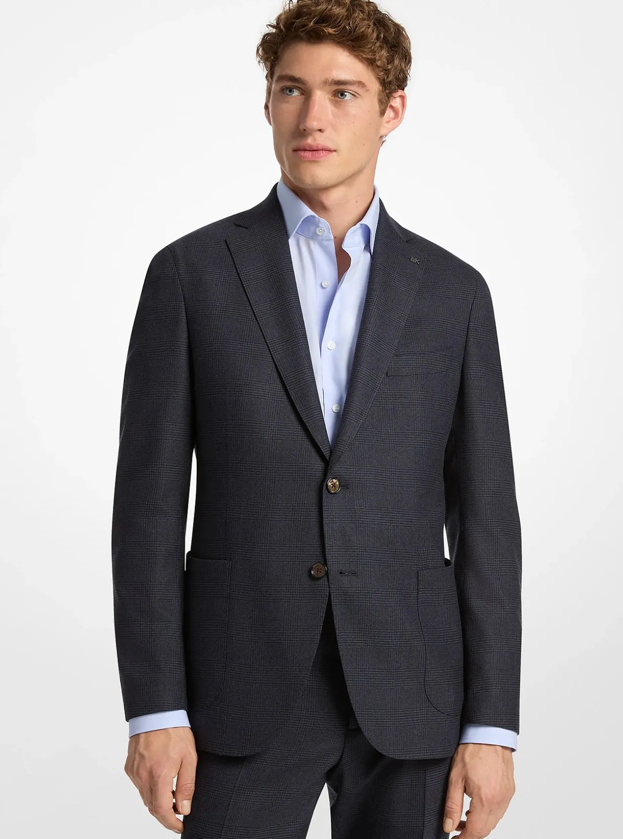 Blazer en mélange de laine à carreaux prince-de-galles