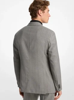 Blazer en mélange de laine extensible à rayures