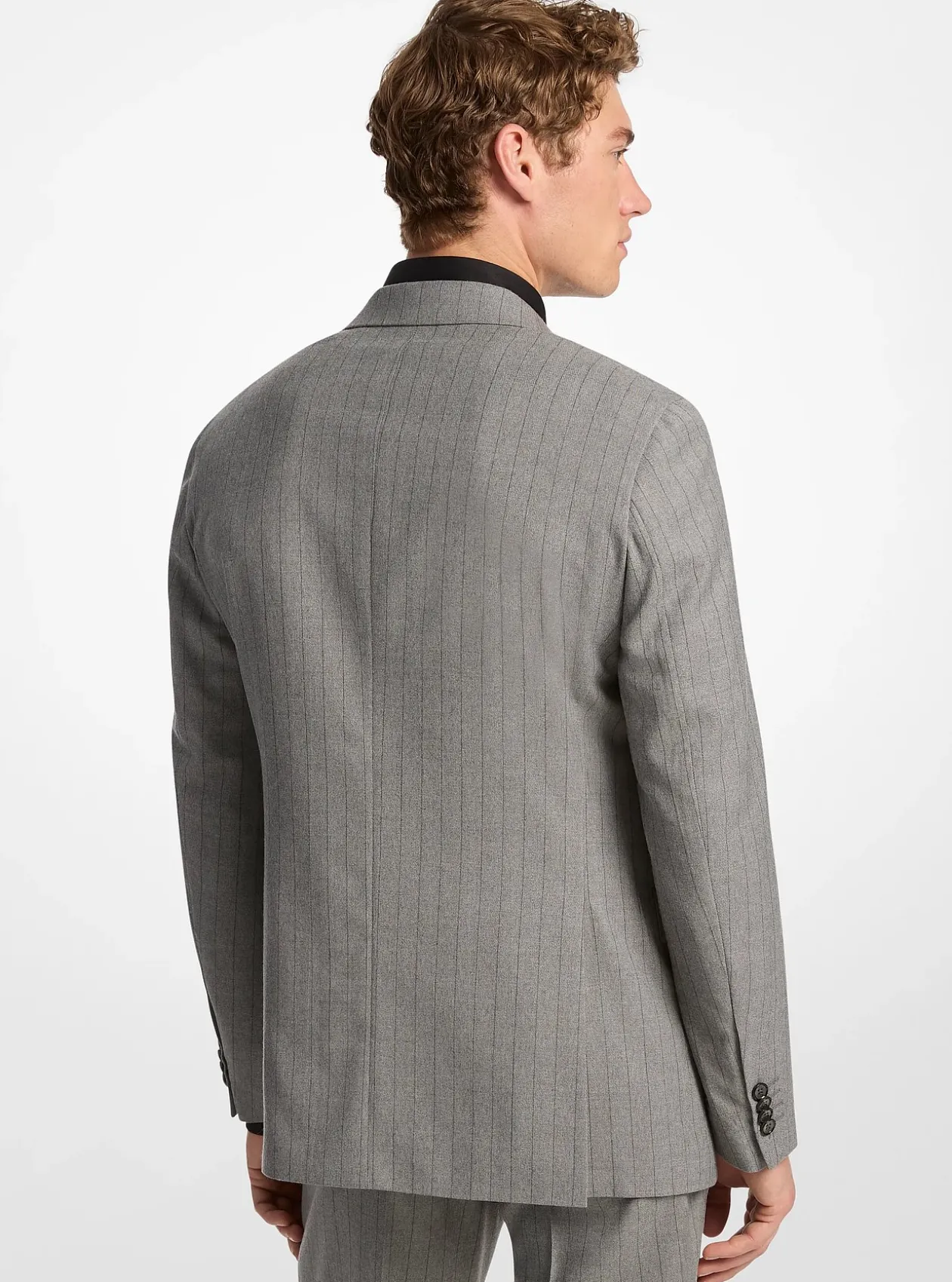 Blazer en mélange de laine extensible à rayures