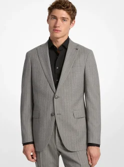 Blazer en mélange de laine extensible à rayures