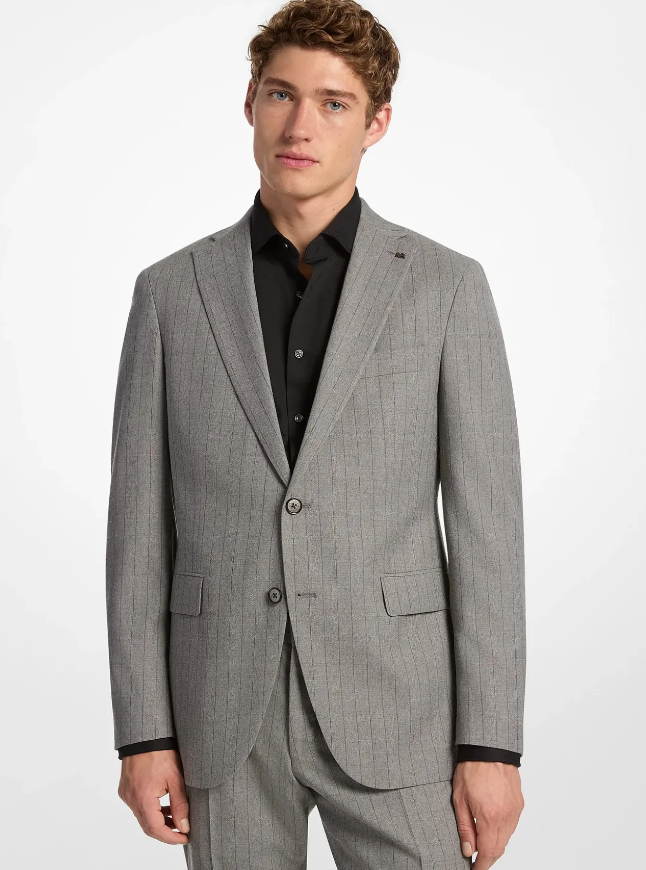 Blazer en mélange de laine extensible à rayures
