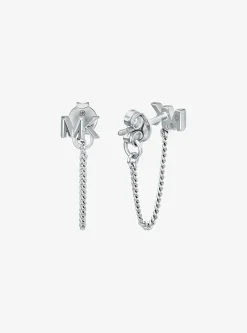 Boucles d’oreilles à chaîne et logo en argent sterling plaqué en métal précieux