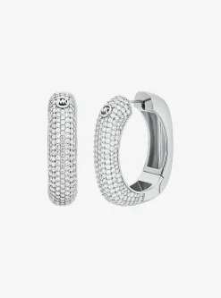 Boucles d'oreilles créoles carrées à pierres pavées