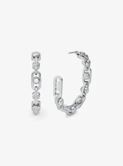 Boucles d'oreilles créoles à maillons Astor de taille moyenne en laiton plaqué en métal précieux