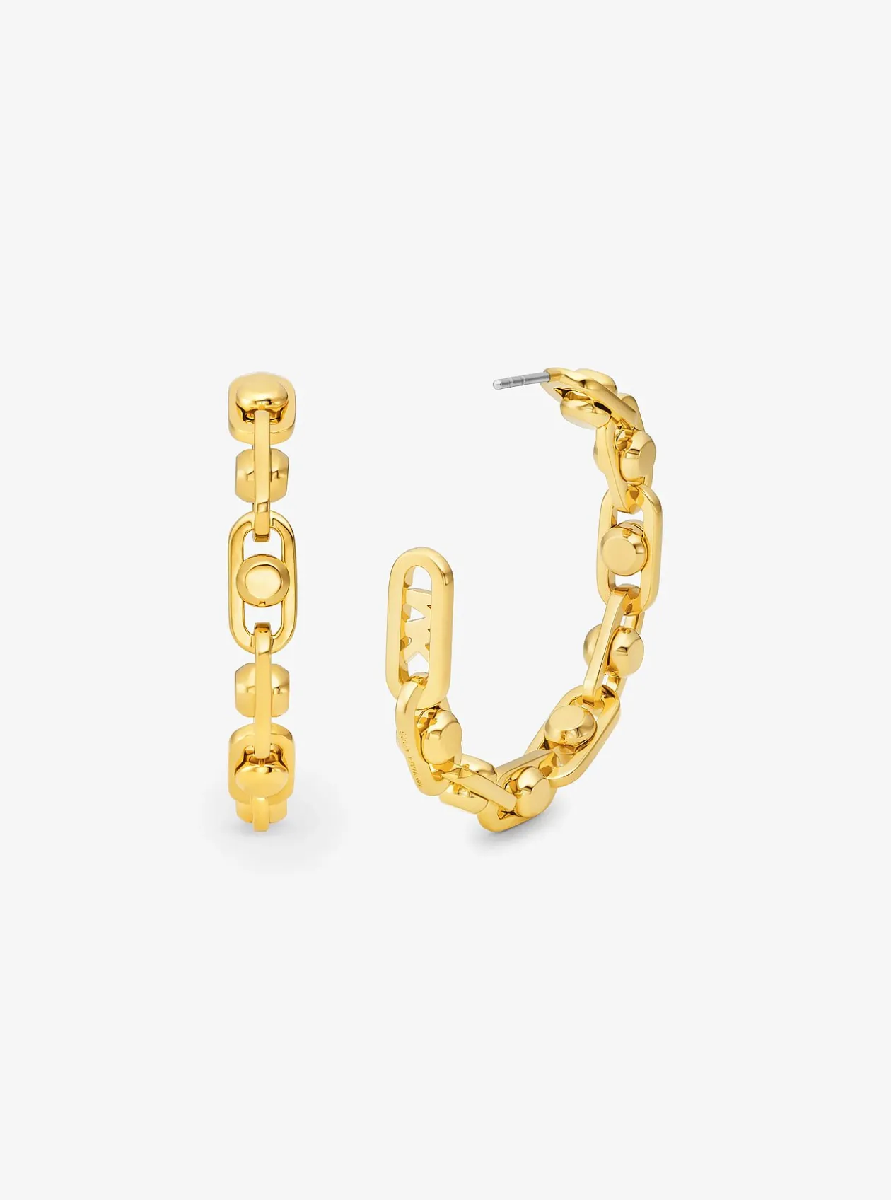 Boucles d'oreilles créoles à maillons Astor de taille moyenne en laiton plaqué en métal précieux