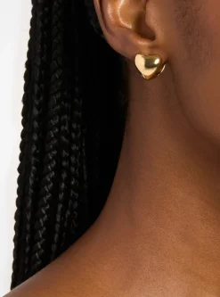 Boucles d'oreilles huggies en forme de cœur bombé