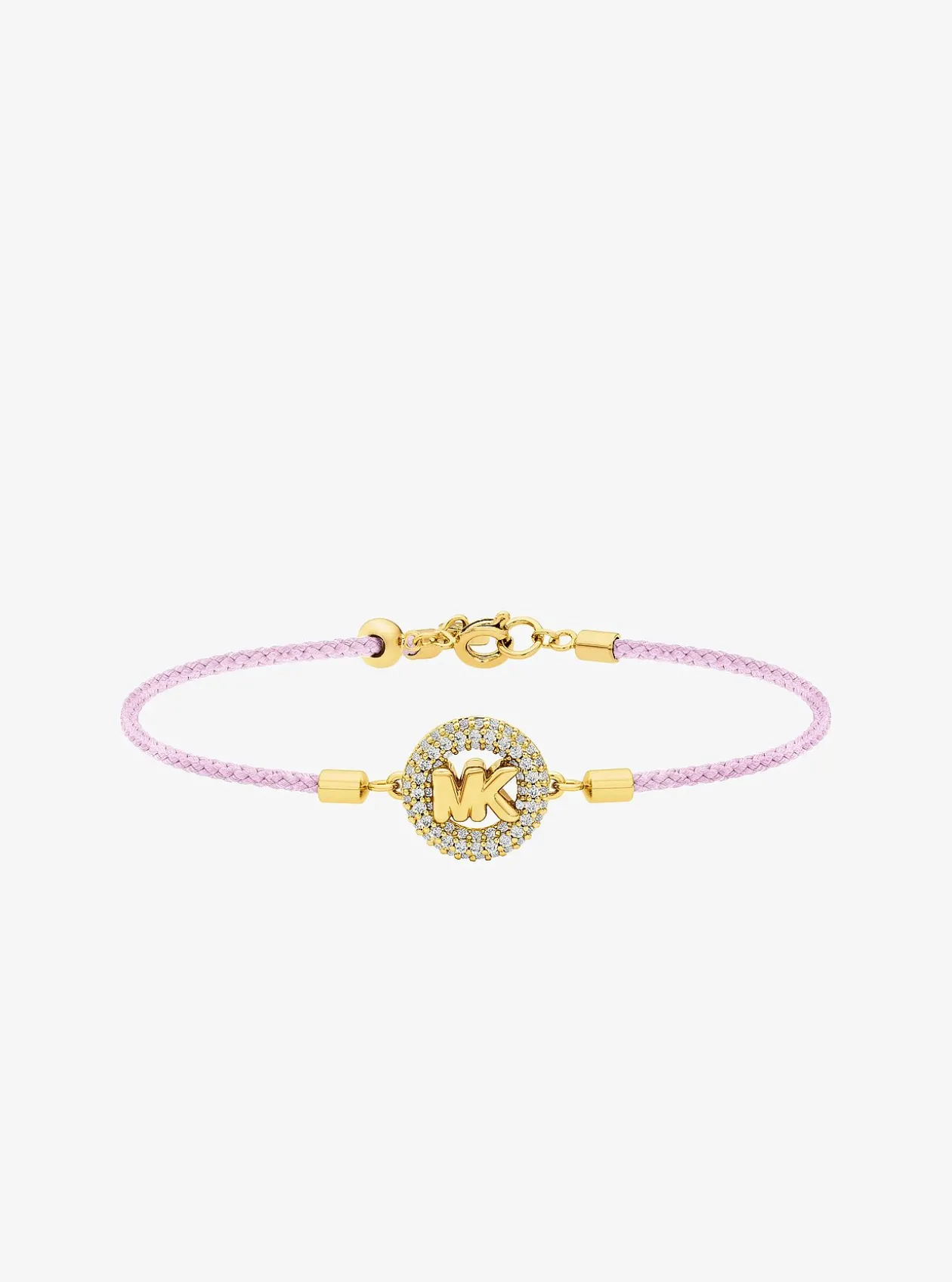 Bracelet en cordon avec logo doré à pierres pavées
