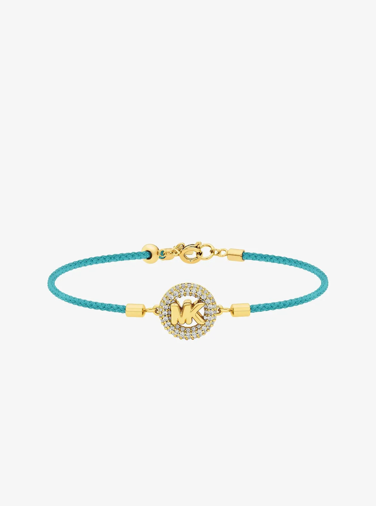 Bracelet en cordon avec logo doré à pierres pavées