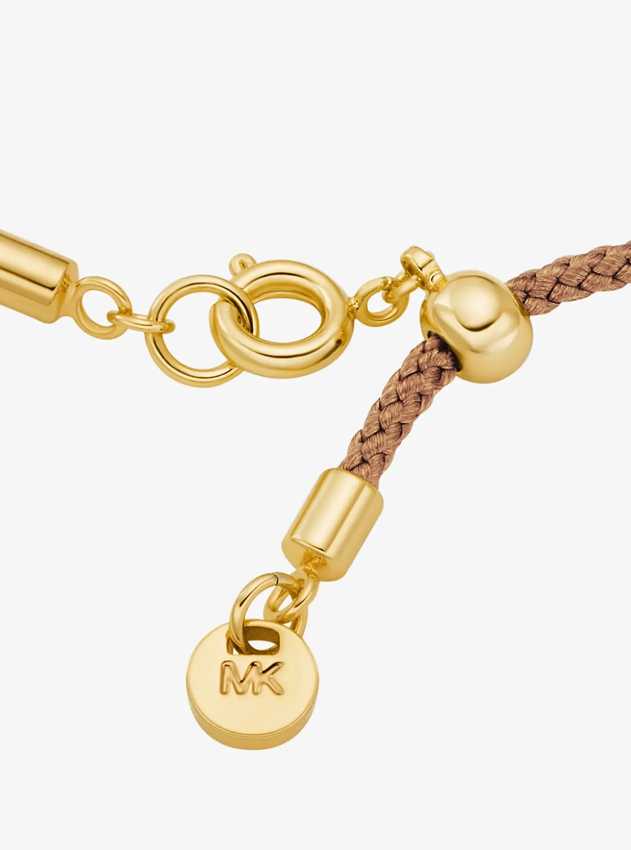 Bracelet en cordon avec logo doré à pierres pavées