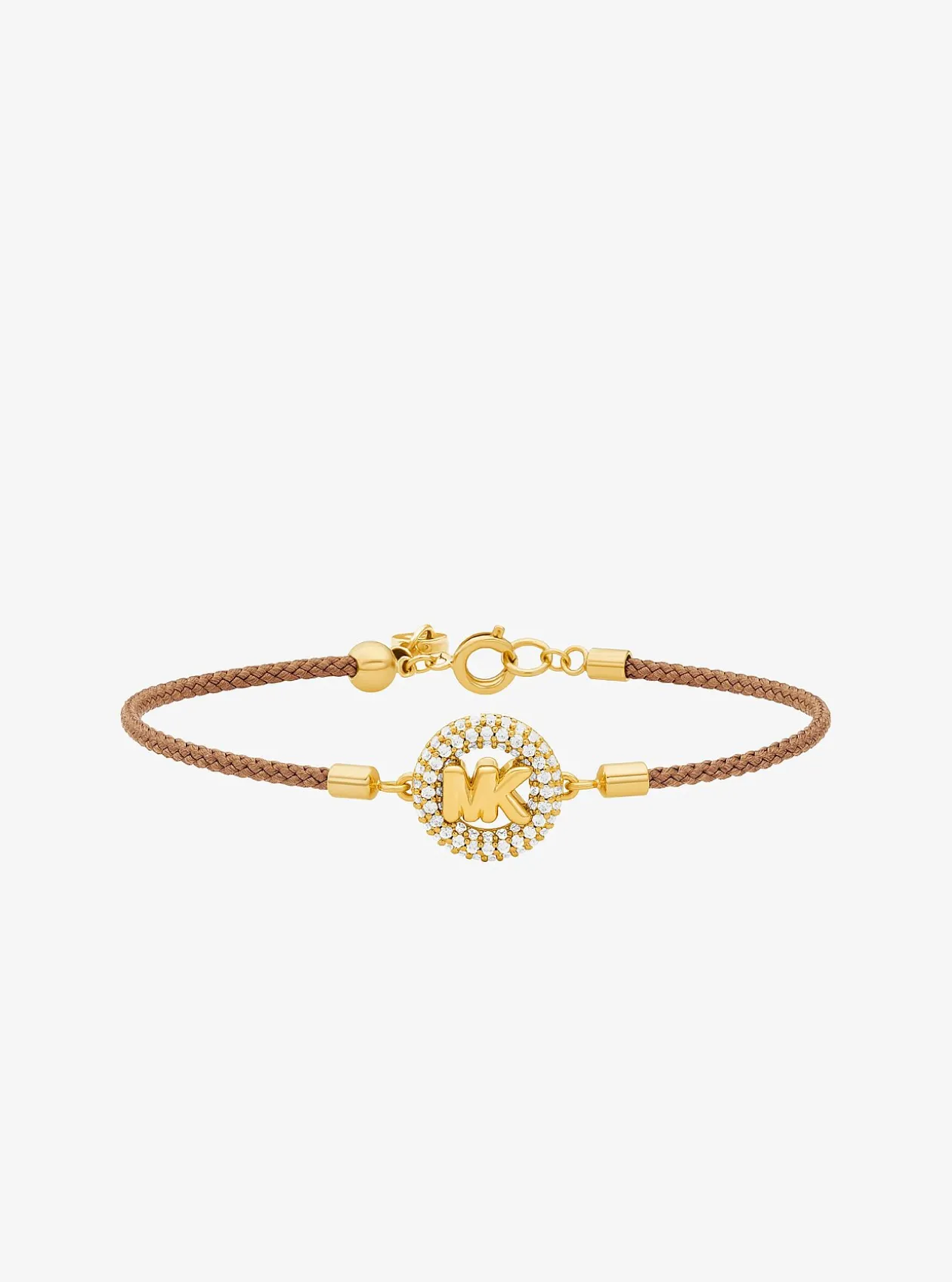 Bracelet en cordon avec logo doré à pierres pavées