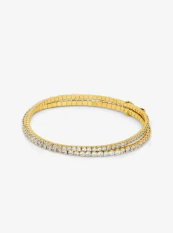 Bracelet tennis double en laiton plaqué en métal précieux