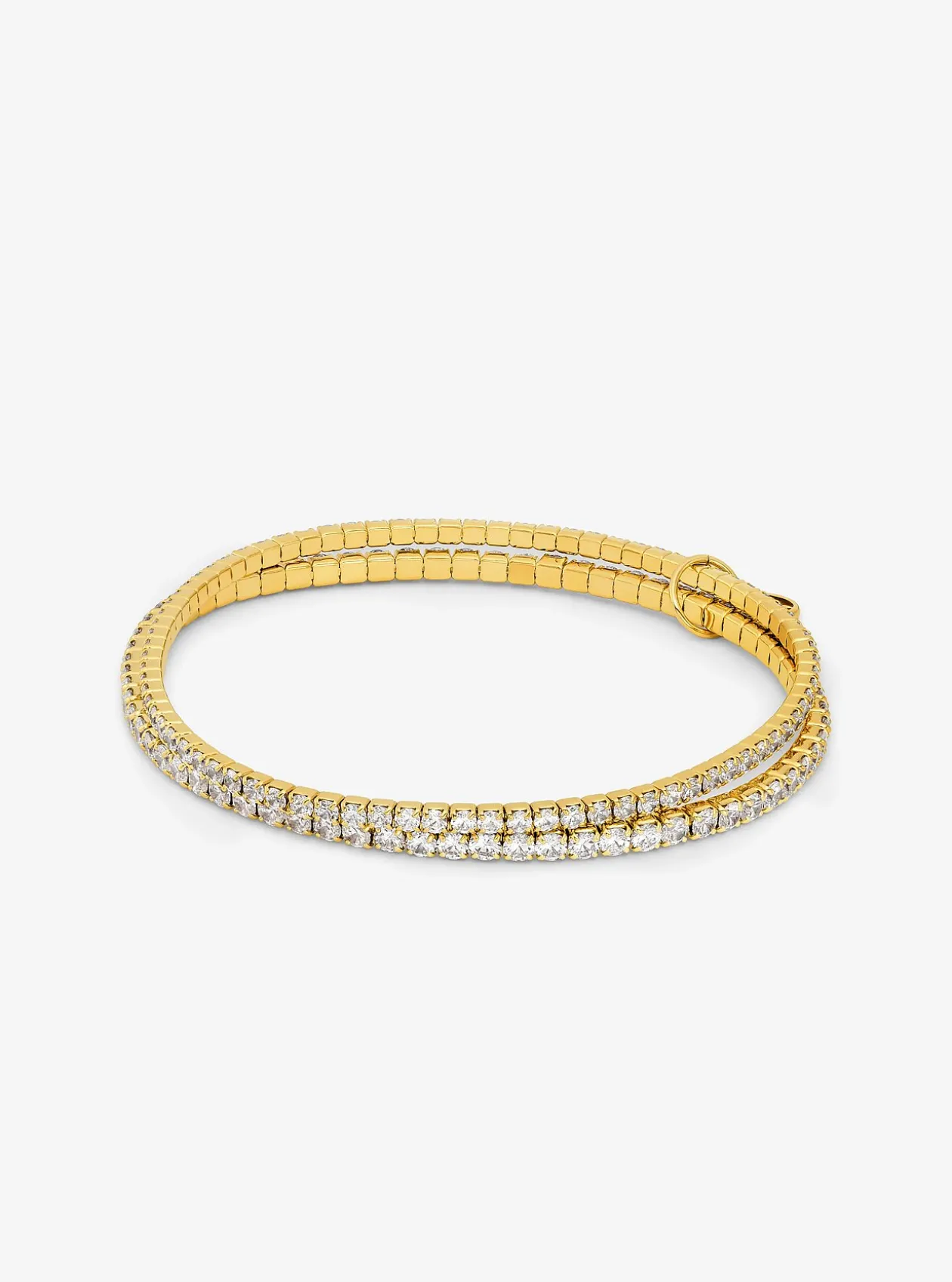 Bracelet tennis double en laiton plaqué en métal précieux