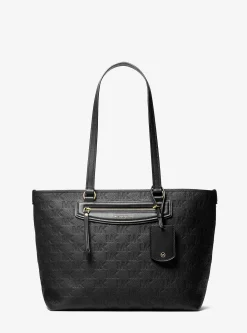 Cabas Jet Set Travel de taille moyenne en cuir à logo en relief