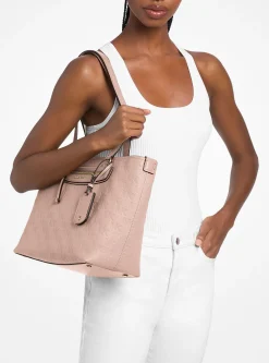 Cabas Jet Set Travel de taille moyenne en cuir à logo en relief