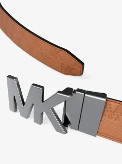 Ceinture à boucle réversible en cuir à logo en relief