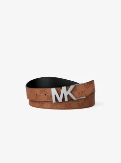Ceinture à boucle réversible en cuir à logo en relief
