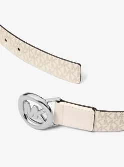 Ceinture en cuir et à breloque logo Signature MK Pop