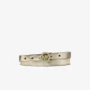 Ceinture en cuir métallisé avec logo et pierres pavées