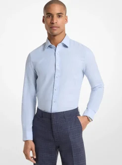 Chemise ajustée en coton et lin