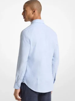 Chemise ajustée en coton et lin