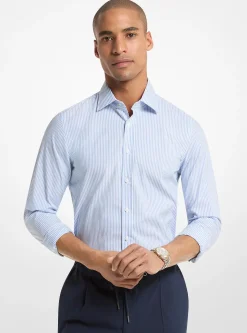 Chemise ajustée en coton extensible à rayures