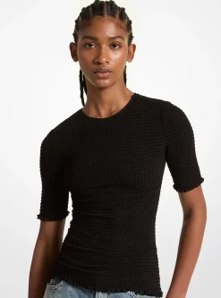 Chemise smockée en crêpe georgette