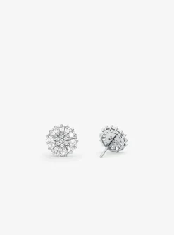 Clous d'oreilles en argent sterling plaqué en métal précieux à pierres pavées