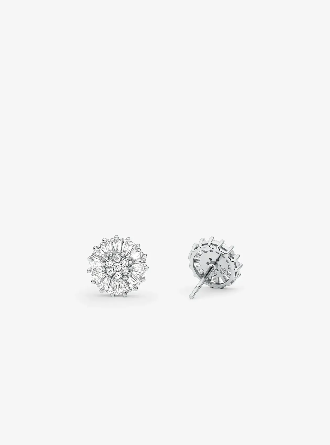 Clous d'oreilles en argent sterling plaqué en métal précieux à pierres pavées