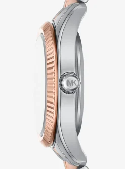 Coffret-cadeau avec montre Lexington bicolore à pierres pavées et bracelets à glissière