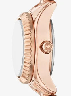 Coffret cadeau avec petite montre Lexington ton or rose à pierres pavées et bijoux