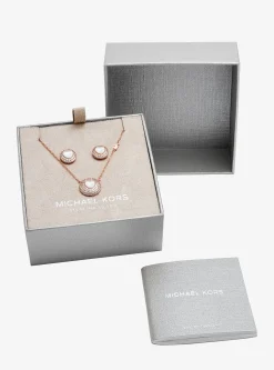 Coffret cadeau de bijoux en forme de cœur en nacre, plaqués en métal précieux et à pierres pavées