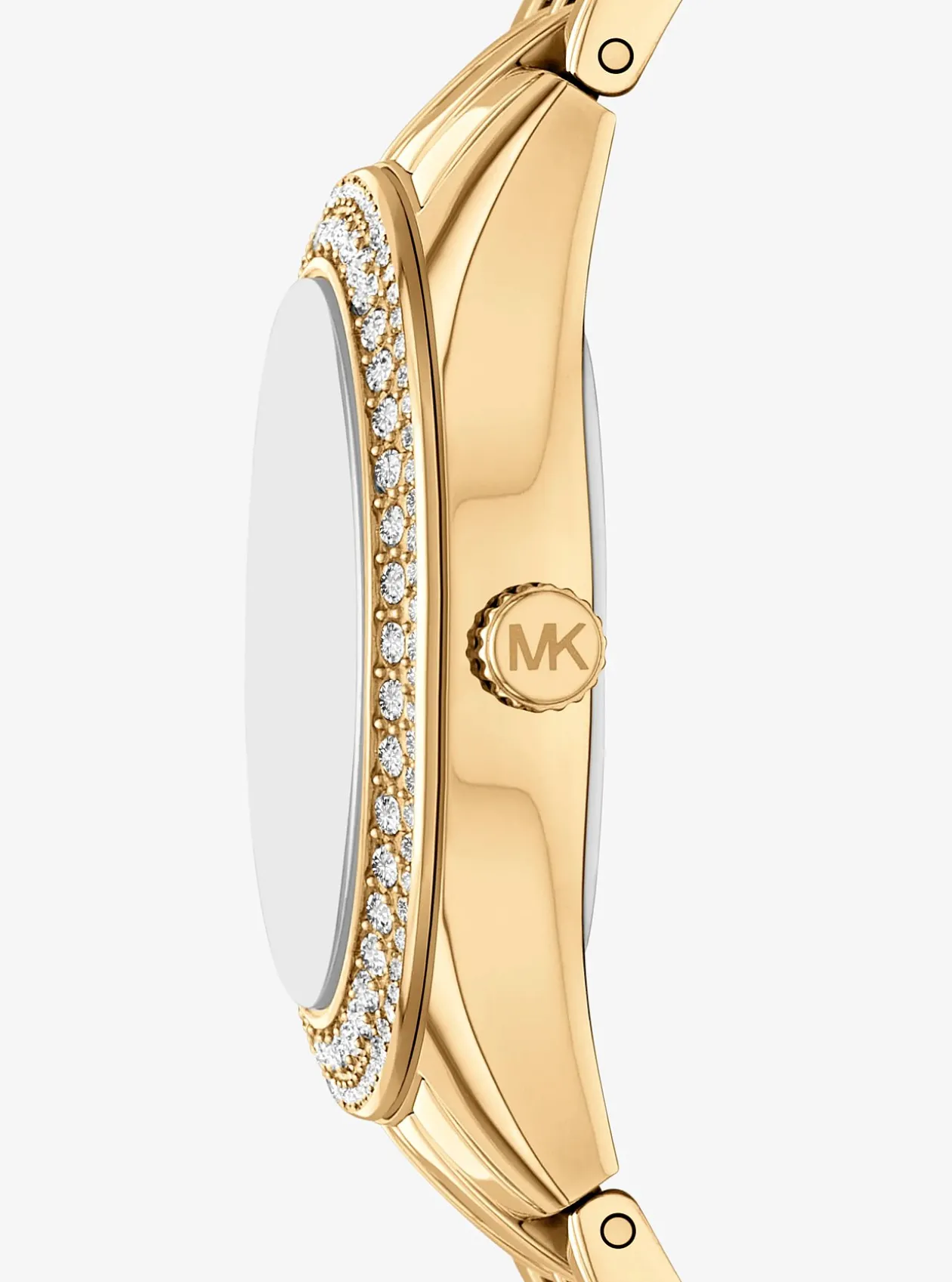 Coffret mini montre Harlowe dorée à pierres pavées et bijoux