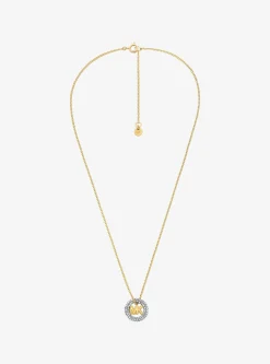 Collier bicolore à breloque pavé et logo