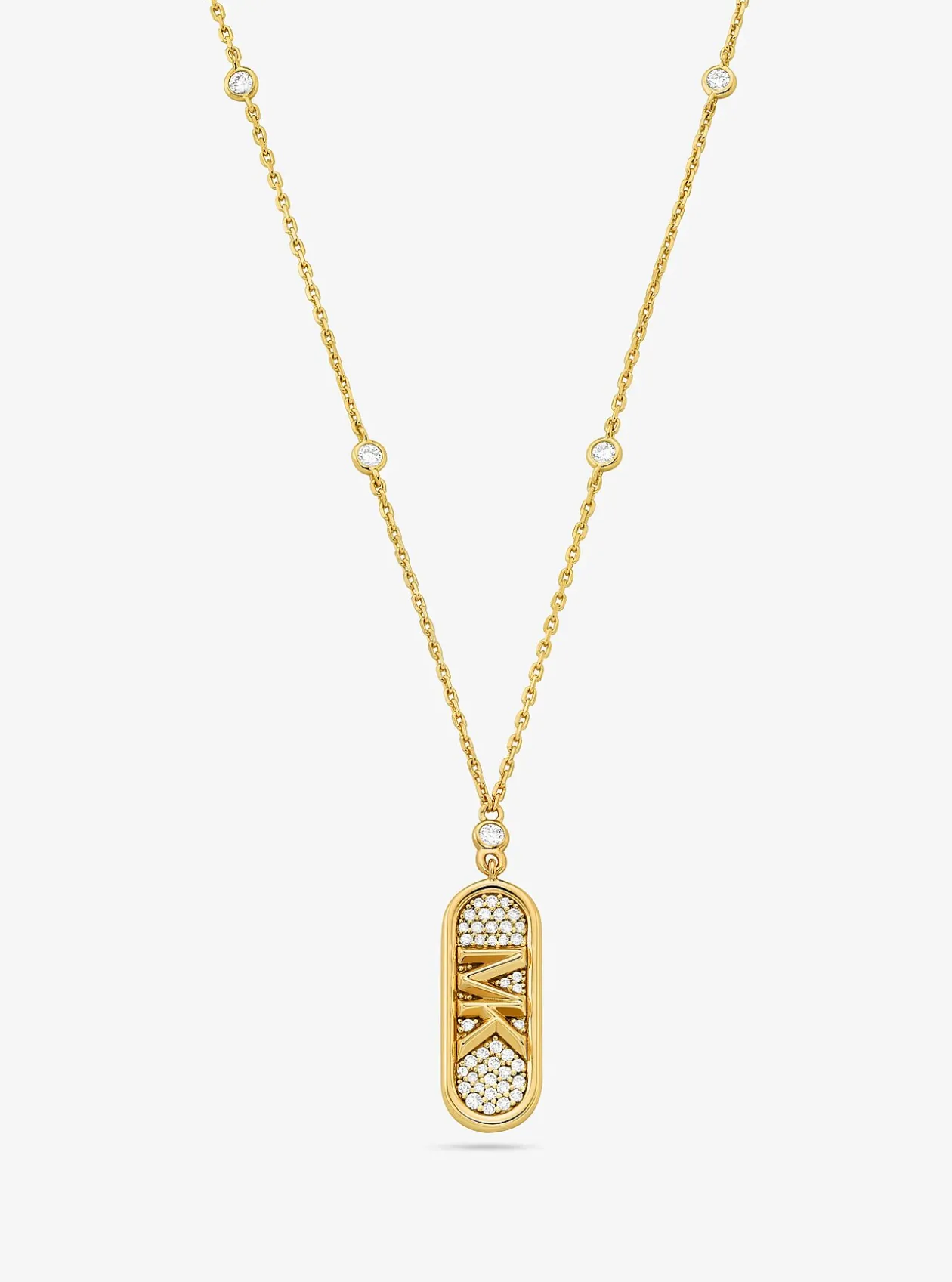 Collier en argent sterling plaqué en métal précieux à pierres pavées et logo Empire