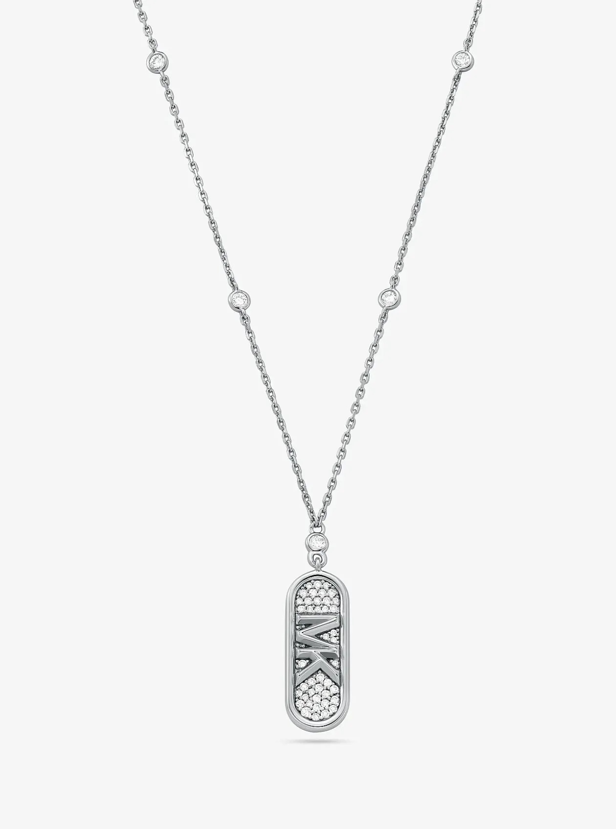 Collier en argent sterling plaqué en métal précieux à pierres pavées et logo Empire