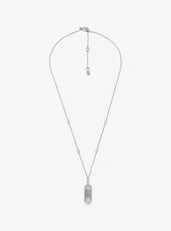 Collier en argent sterling plaqué en métal précieux à pierres pavées et logo Empire