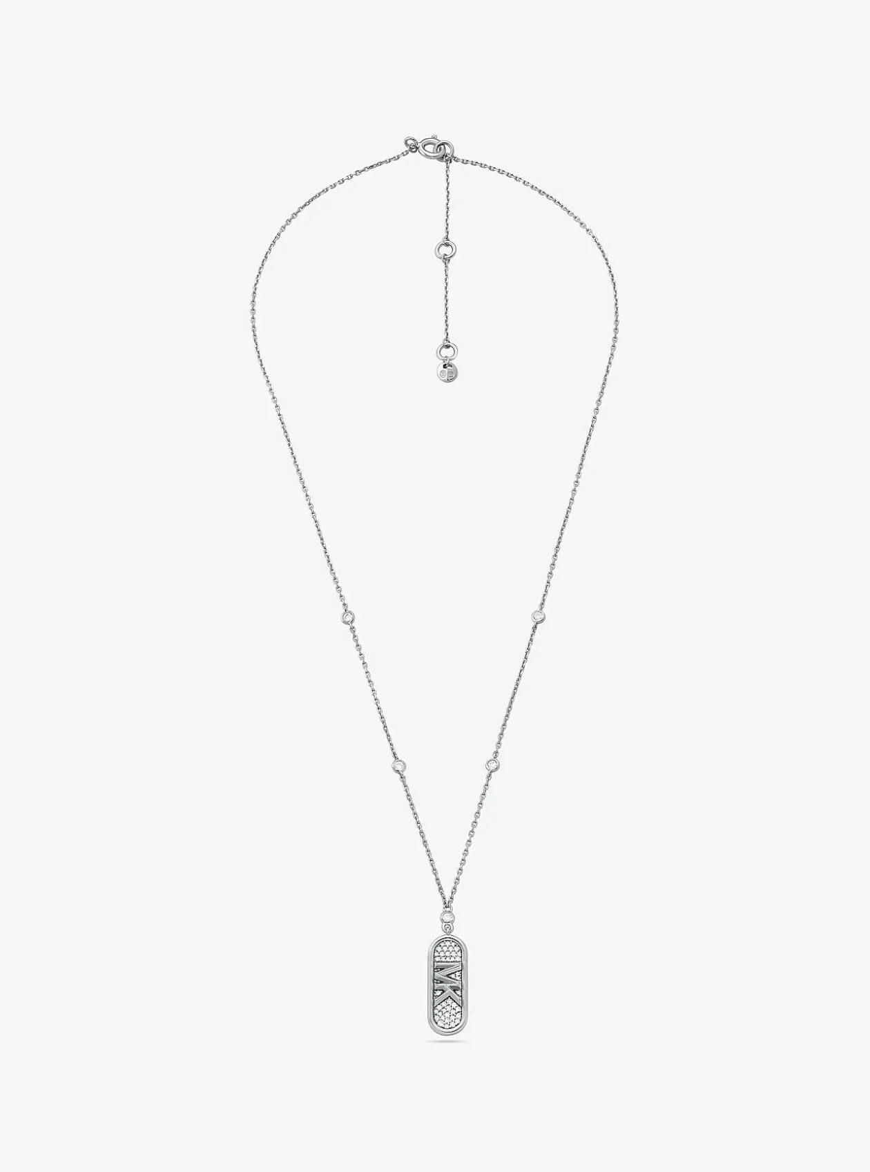 Collier en argent sterling plaqué en métal précieux à pierres pavées et logo Empire