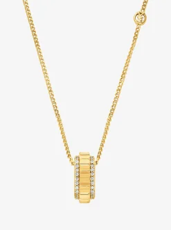 Collier en laiton doré avec anneau à pierres pavées