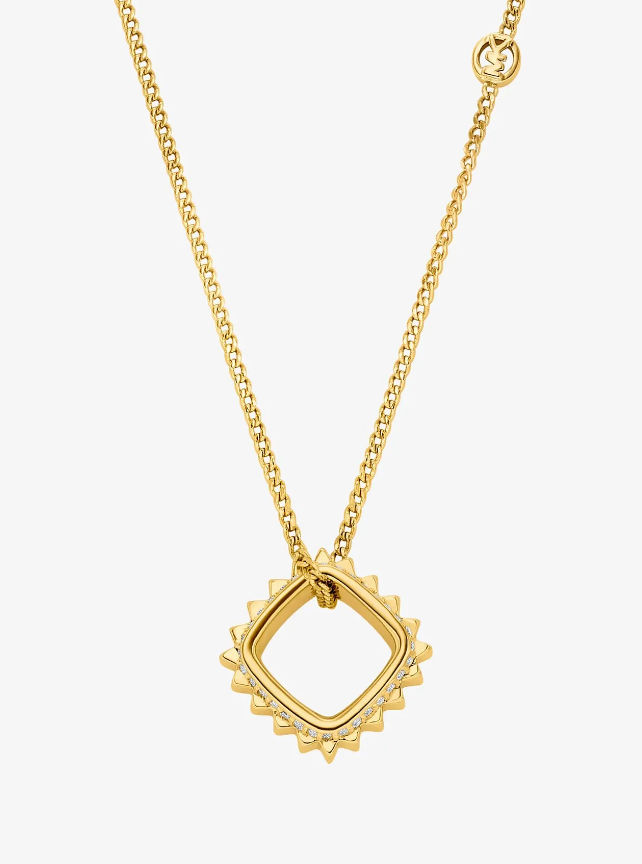 Collier en laiton doré avec anneau à pierres pavées