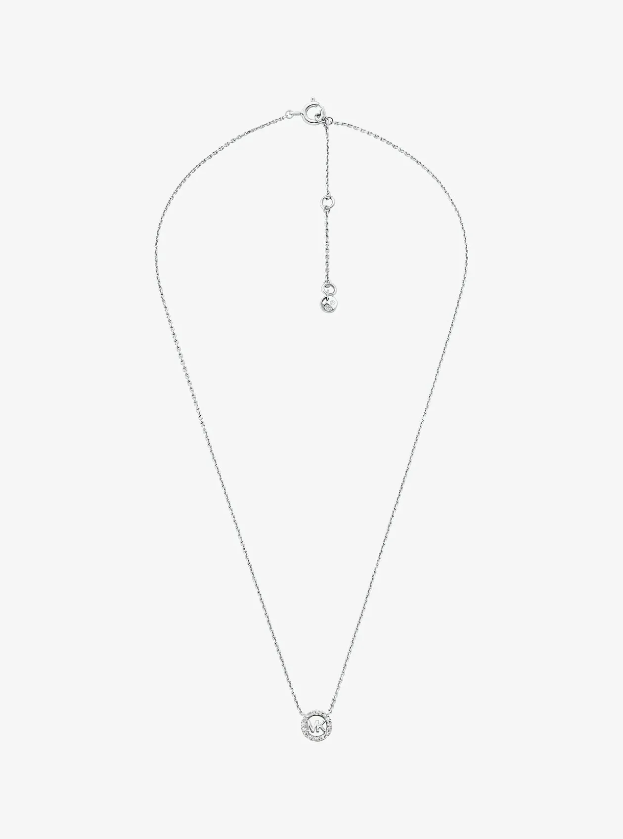 Collier et boucles d'oreilles Fulton en argent sterling plaqué en métal précieux avec pierres pavées et breloque à logo
