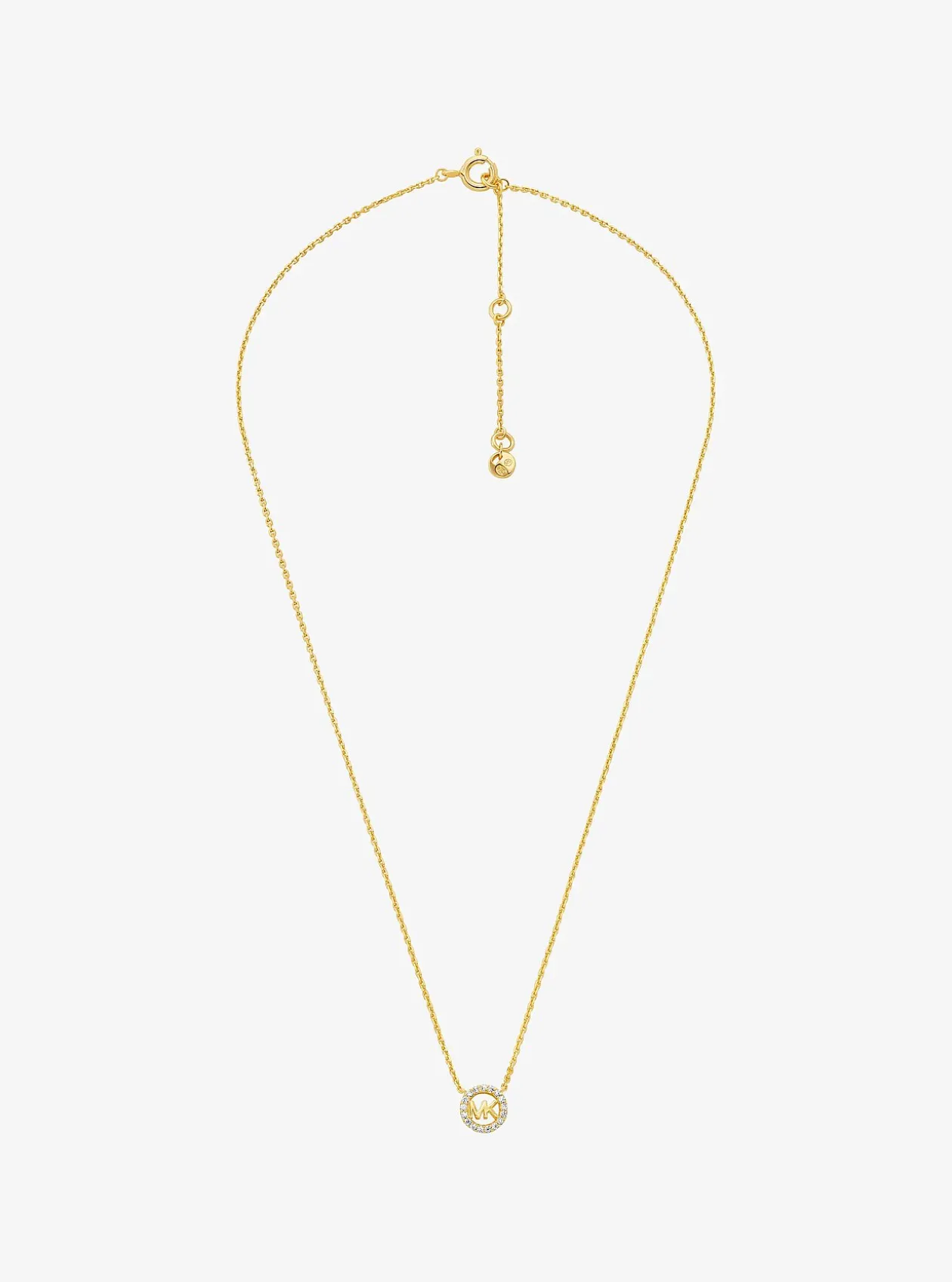 Collier et boucles d'oreilles Fulton en argent sterling plaqué en métal précieux avec pierres pavées et breloque à logo