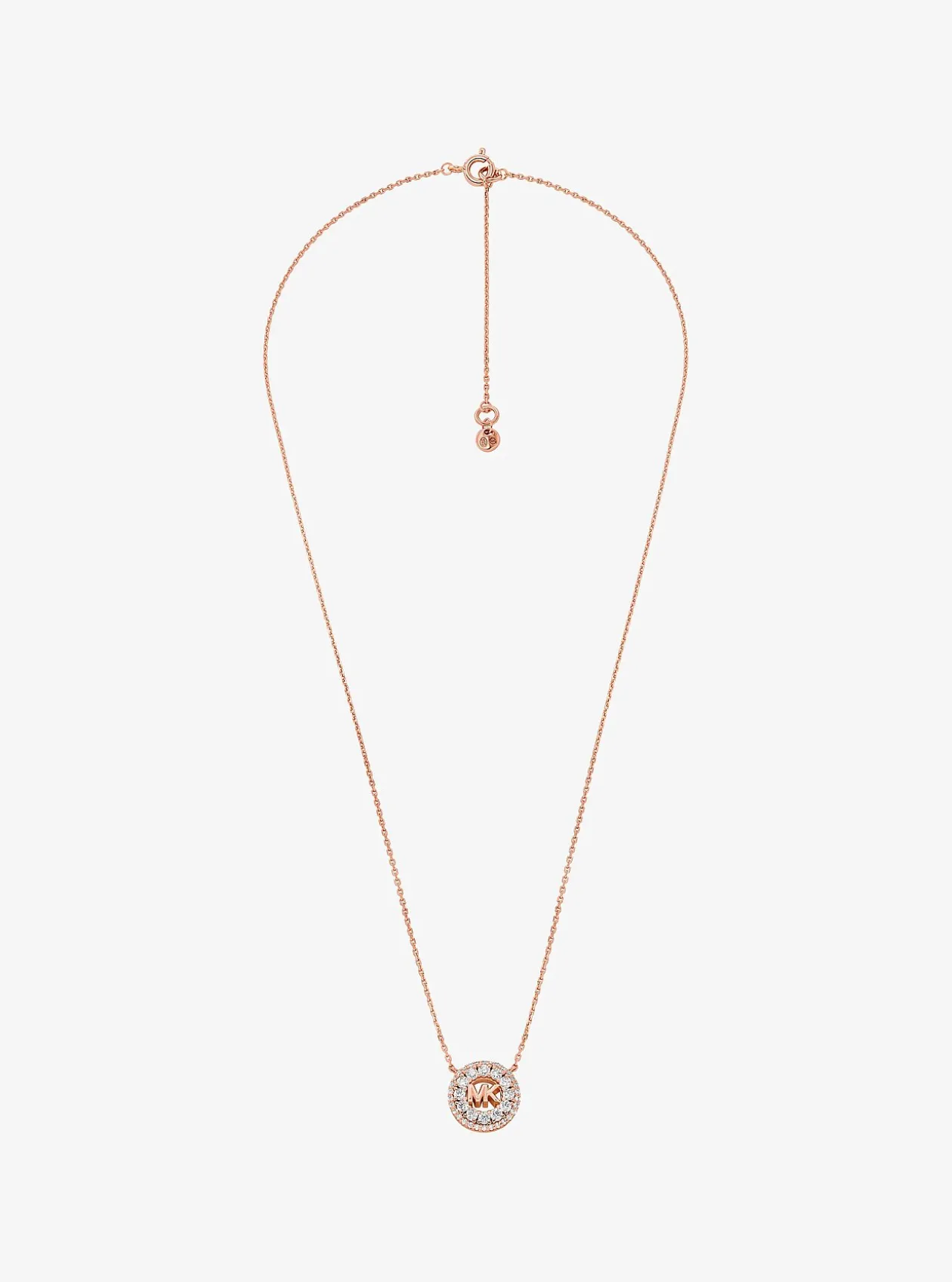 Collier Fulton plaqué en métal précieux et à breloque logo avec pierres pavées