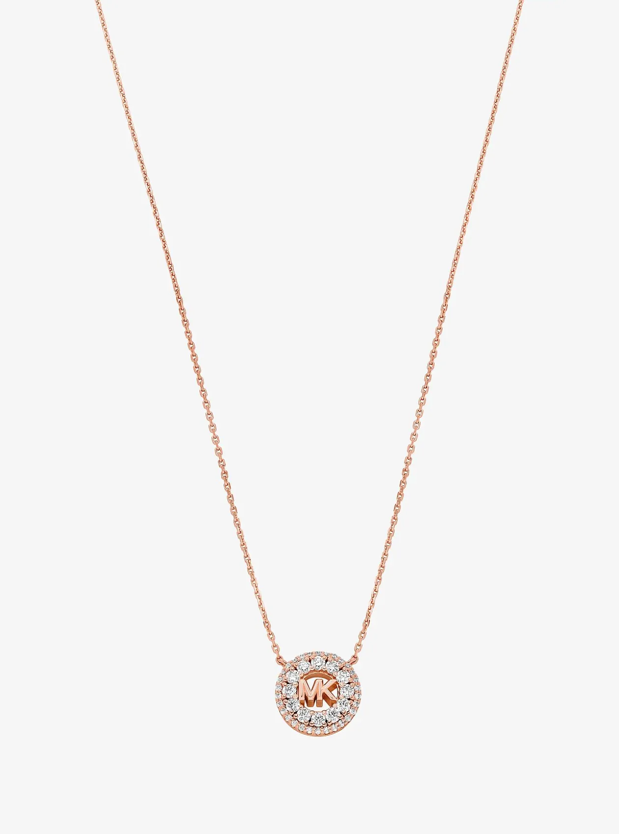 Collier Fulton plaqué en métal précieux et à breloque logo avec pierres pavées