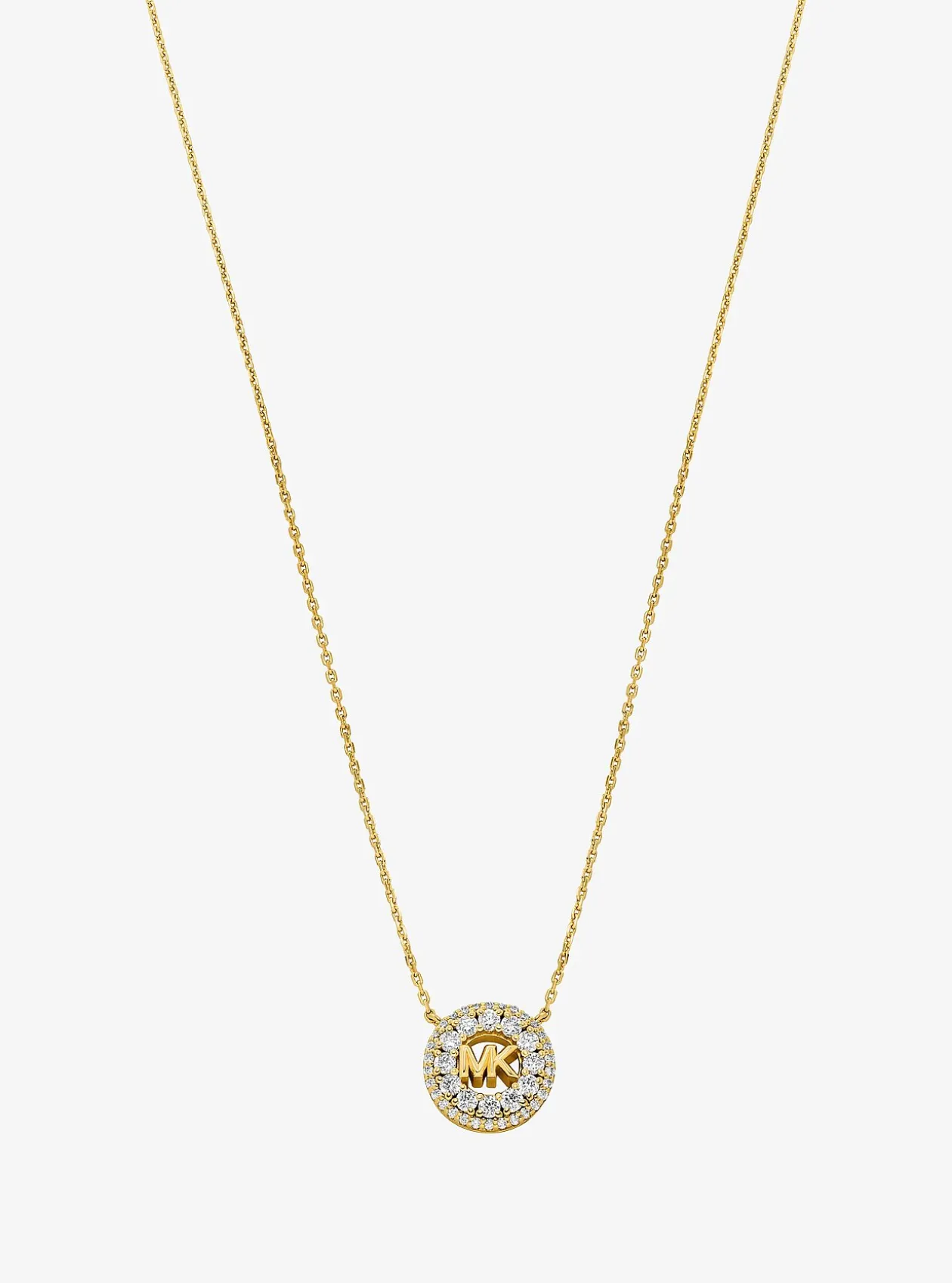 Collier Fulton plaqué en métal précieux et à breloque logo avec pierres pavées