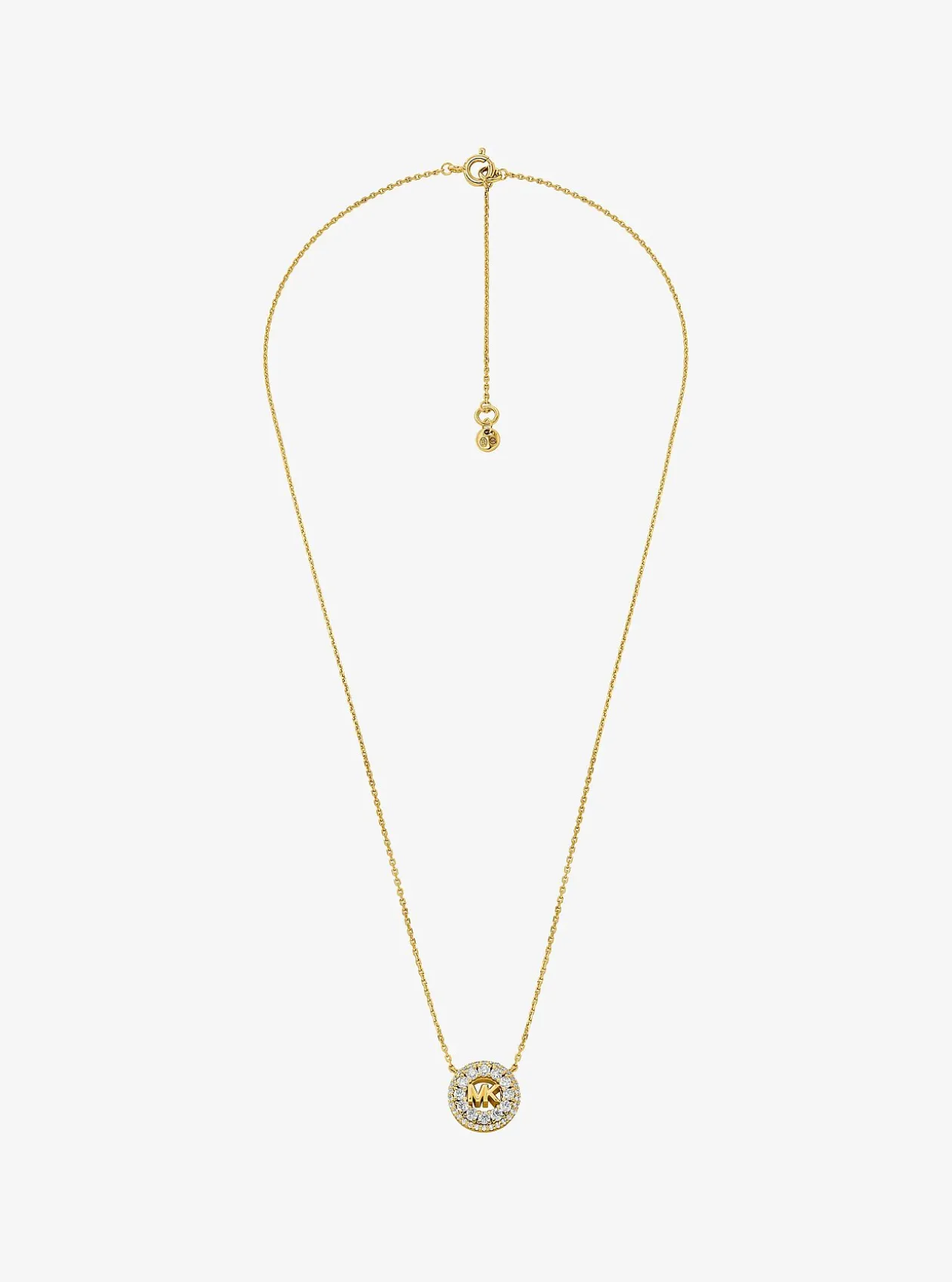 Collier Fulton plaqué en métal précieux et à breloque logo avec pierres pavées