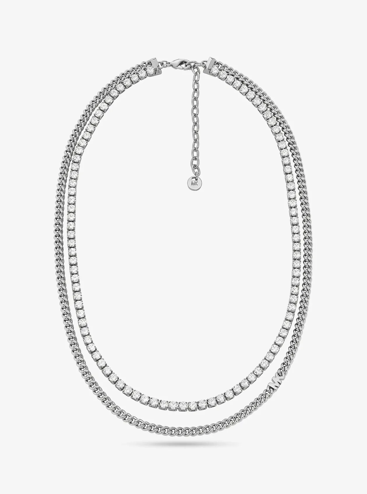 Collier tennis à chaîne double en laiton plaqué en métal précieux