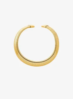Collier tubogas ras-du-cou en laiton plaqué en métal précieux